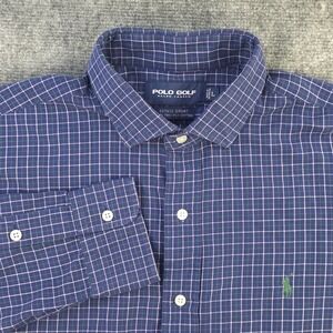 Polo Golf Ralph Lauren Estate Sport Shirt Large Blue Green Check Long Sleeve